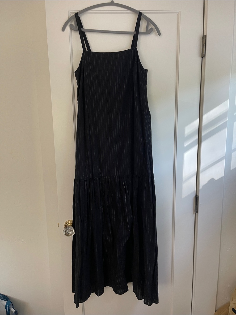 Nation LTD Black Pinstripe Maxi Dress with Spaghetti Straps